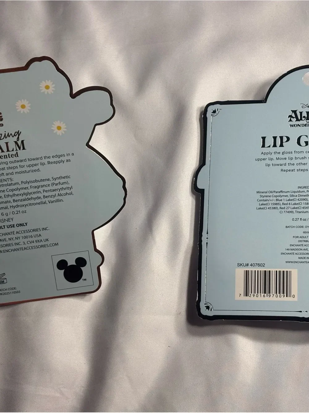 9 New Disney Alice in Wonderland Lip Gloss & Balm Set Bundle Pink